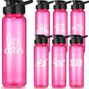 Inbagi 7 Pcs Cheerleader Gifts Bulk Cheer Water Bottle Cheerleader Water Bottle 24 oz Rose Red Plastic Sports Cups Appreciation Gift for Team Staff Women Daughter Student, 7 Styles