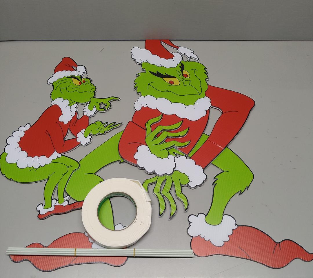 Christmas Yard Signs Stakes Grinch 6 Inches