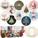 Canlierr 10 Sets Christmas Embroidery Kit with Patterns Instructions Needle Thread Tool Christmas DIY Cross Stitch for Adult Beginner Lover Xmas Holiday Party Supplies(Classic Style)