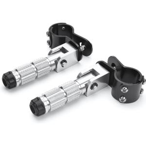 LKV M8 Motorcycle Foot Pegs Fit 1.22-1.29in Motorbike Brackets - Universal Front Footpeg Rear Footrest 90 Fixed Foldable Passenger Pedal Support for Mini Bike Dirt Pit Bike (Silver)