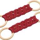 uxcell 2Pcs Kitchen Dish Towel Holder, 11"x3" Crochet Towel Ring with Hanging Loop for Cabinet House Oven Stove Door, Red