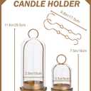 Metal Candle Holder with Handmade Glass Dome in Brass, 5" & 4" Wide Versatile Hurricane Glass Candle Holders Set of 2, for Pillar Candles & Plants (Brass)
