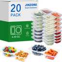 2 x 20 Pack Snack Containers, Reusable 2 Compartment Condiment Containers with Lids, Ideal for On-the-Go Mini Sauce Boxes & Lunchable Snack Packs for Kids, Adults, School, Office, Travel, BPA-Free
