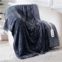 LunaHush Electric Blanket Heated Throw, 50" x 60" Heated Blanket with 8 Heat Levels & 8 Hours Auto Off, Fast Heating Sherpa Blankets Machine Washable with ETL & FCC Certified, Light Grey