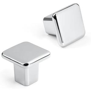 HESTIA HARDWARE 10 Pack Chrome Square Kitchen Cabinet Knob | Chrome Cabinet Knobs | Square Dresser Knob and Knobs for Cabinets and Drawers (Z16.10.P)