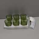 Vintage Glassware Drinking Glasses Set of 6,12 oz Hobnail Glass Cups,Embossed Green Water Tumbler,for Beer,Cocktail,Whiskey,Juice and Various Mixed Drinks- 1 Cleaning Brush