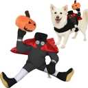 Dog Halloween Costume Headless Horseman Funny Pet Cosplay Rider Outfit with Pumpkin Prop in Hand Adjustable Medieval Costume for Large Medium Small Dogs Clothes Halloween Party(XL)