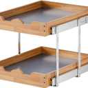 OCG 2 Tier Pull Out Cabinet Organizer (20"W x 21"D), Heavy-Duty Slide out Wood Drawer Shelf, Pull Out Drawer for Cabinets, Base Cabinet Organization for Kitchen, Pantry, Bathroom