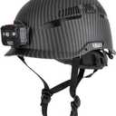 Klein Tools 60517 Safety Helmet, Vented Class C with Rechargeable Lamp and Chin Strap, Premium KARBN Pattern, Adjustable Vents, Large