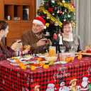 Tiamon Christmas Tablecloth Table Cover for Rectangle Table, 60 x 104 Inch Washable Red Buffalo Plaid Snowman Santa Claus Cover Decorations for Xmas Winter Holiday Party Supplies