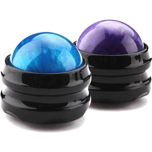 Massage Roller Ball,2-Pack Handheld Massage Therapy and Relax Tool for Sore Muscles,Joint Pain Relief Relaxing,Full Body Deep Tissue Massage(Blue&Purple) (Black)