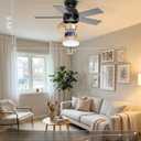 Ohniyou Ceiling Fans with Lights, 32 Inch Low Profile Ceiling Fan with Light and Remote/APP Control, Flush Mount, Dimmable, Qiuet DC Motor, Black Small Indoor Ceiling Fan for Bedroom, Kitchen