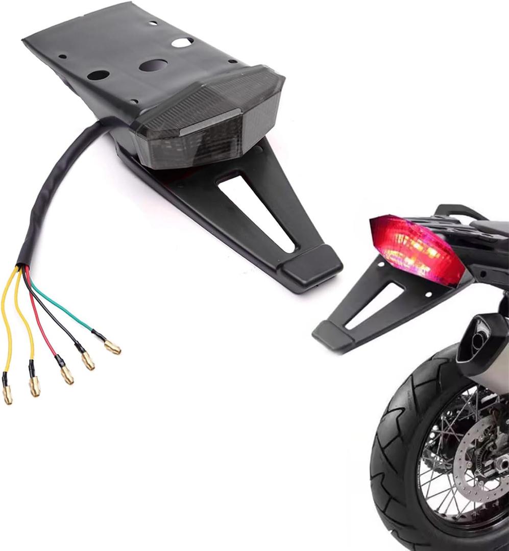 Integrated Motorcycle Tail Light LED Dirt Bike Brake Turn Signal Light 10 LEDs Rear Fender Lamp for Hard Enduro Trail Riding & Single-Track Off-Road Riding