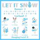 2 x Snowflake Party Decorations,Winter Wonderland Decorations Includes Let it Snow Banner,Snow Garland and Christmas Snowman Hanging Swirls, Let It Snow's Party Decorations for Indoor Winter Holiday