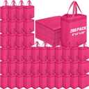 Windyun 200 Pcs Reusable Tote Bag Bulk 8 x 4 x 10 Inch Non Woven Shopping Bag with Handle Christmas Reusable Grocery Gift Tote (Rose Red)