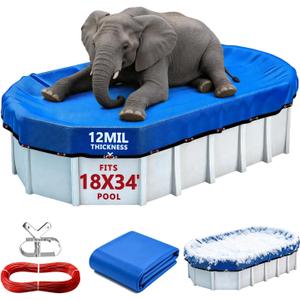 18x34FT Oval Winter Pool Cover Heavy Duty Pool Covers for Above Ground Pool
