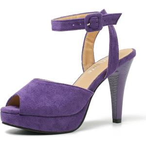 fereshte Women's Platform High Heel Sandals, Ankle Strap, Peep Toe, Slingback Dress Shoes, 40