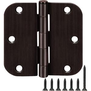 18 Pack Oil Rubbed Bronze Door Hinges 3.5" x 3 1/2 Inch Black Brushed Interior Hinge Rounded 5/8" Radius Corner 3 "Iron Residential Standard Bedroom Bifold Single Double Doors Hardware Kit