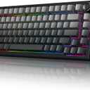 Gurjot Wireless Mechanical Keyboard, 75% Hot Swappable Custom Keyboard with Knob,PBT Keycaps,BT5.0/2.4GHz/USB-C,RGB Backlit, Mechanical Gaming Keyboards for PC/Tablet/PS/Xbox (Black gradient gray)