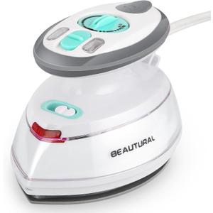 BEAUTURAL Mini Travel Steam Iron for Clothes with Dual Voltage, Temperature Control, NonStick Soleplate and Cord Storage, Ideal for Sewing, Quilting and Handcraft