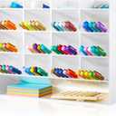 Acrylic Pen Organizer Storage for 200 Markers Vertical Marker Organizer Acrylic Pen Display Holder for Office Desk Desktop Stationery Pencil Storage, White, 13 x 4 x 10.2 Inch