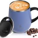 Ideus 16 oz Insulated Coffee Mug with Handle and Lid, Double Wall Stainless Steel Vacuum Thermal Coffee Mug, Travel Coffee Cup Thermal Cup for Home and Office, Ocean Blue