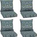 Arden Outdoor Deep Seat Cushion Set (2-Pack), 24 in x 24 in, Weather-Proof, Rain-Proof, Fade Resistant Patio Cushion for Chair, Sofa, and Couch Sapphire Aurora Blue Damask