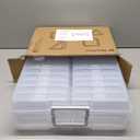 Novelinks Transparent 4" x 6" Photo Organizers and Photo Storage Box with Handle, 16 Inner Photo Cases, Portable Picture Organizers & Photo Storage Containers (Clear)