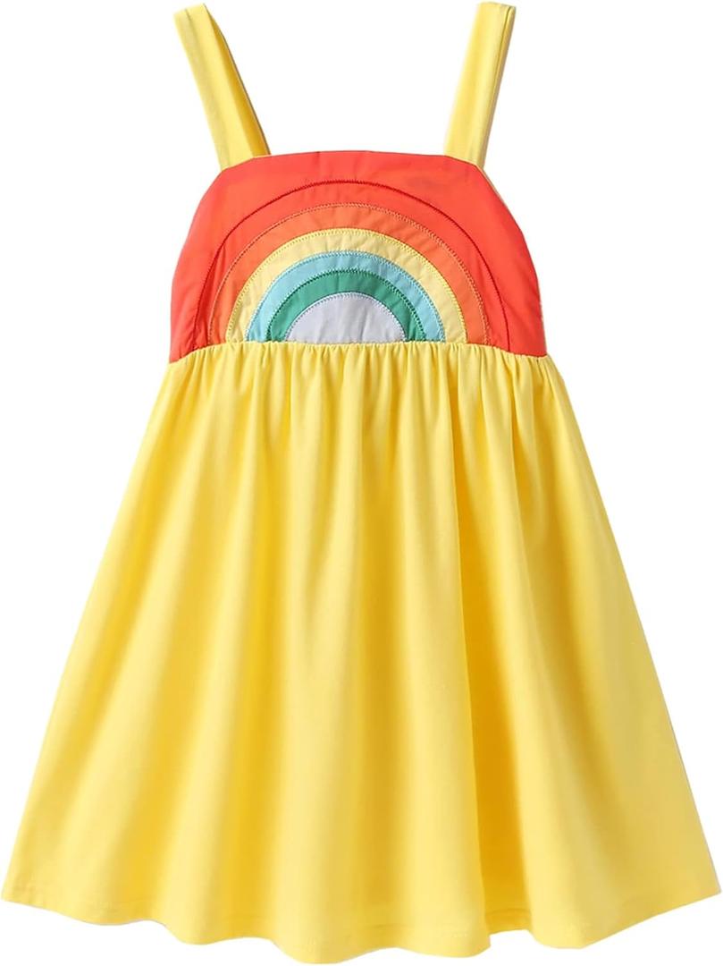 Frogwill Toddler Girls Fifties Summer Dress Blue Rainbow (5T, Yellow)