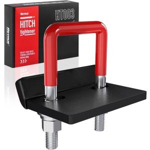 Anti Rattle Hitch Tightener 1.25"-2", Rubber Coated Stabilizer for Trailer Accessories, Clamp Reduce Movement on Mount Cargo Carrier Bike Rack, Black Cover & Red Bolt