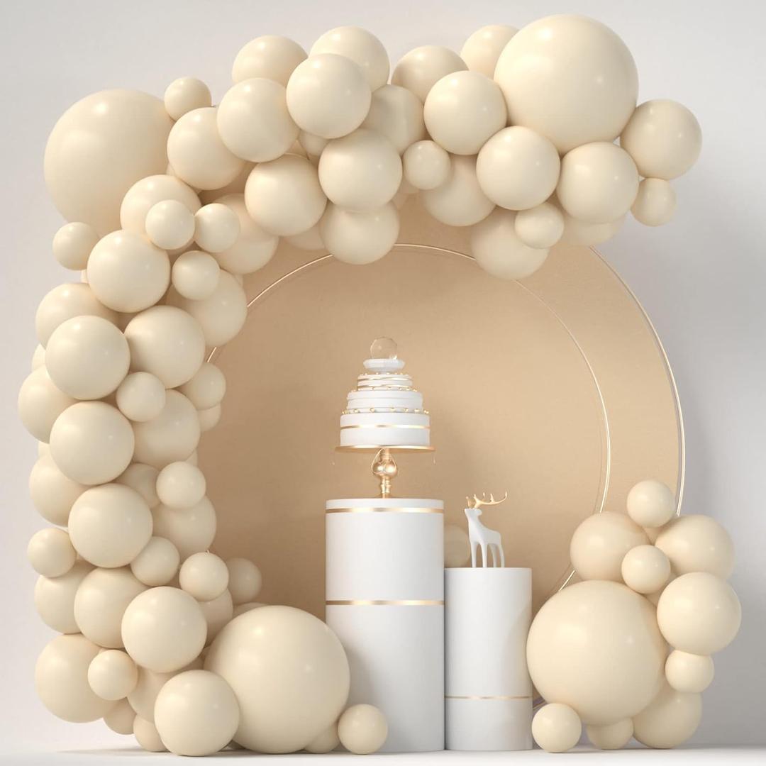 Ivory White Cream Nude Balloons - 84 Pcs Arch Kit (5 inch, 12 inch, 18 inch) - Happy Birthday, Baby Shower, Wedding Decorations