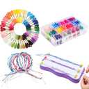 Wowangce Christmas Friendship Bracelet Making Kit for Gift Age 7-12 DIY Arts and Crafts Toys Charm Jewelry String Making Kit with 100 Colors Cotton Rope String Maker Tool Birthday Gifts for