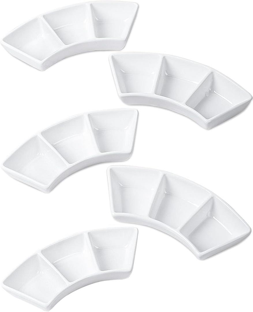 DELLING Ceramic Dipping Sauce Bowls Set - 3 Oz Dipping Dishes- Small Bowls for Sushi, BBQ or Fondue - Great for Different Sauce and Dip, Set of 5