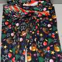 Adults Christmas Velvet Trim Jumpsuit Costume Sleeveless Strap Baggy Overall Xmas Santa Claus Wide Leg Romper Pants (A-multi-color), XL