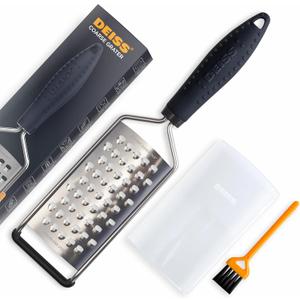 Deiss PRO Coarse Grater & Hand Held Cheese Grater - Sharp Stainless Steel Blades, Non-Slip Handle, Small Cheese Grater for Kitchen, Shredder, Dishwasher Safe