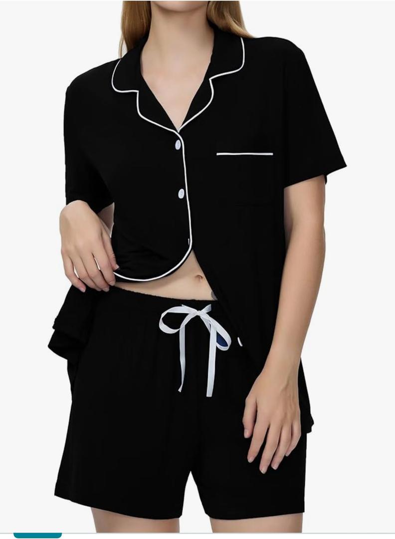Women Pajamas Set Short Sleeve Sleepwear Button Down Sets 2 Pcs Pjs Modal Pajamas Women Loungewear XXL Black Women Pajamas Set Short Sleeve Sleepwear Button Down Sets 2 Pcs Pjs Modal Pajamas Women Loungewear XXL Black