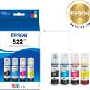 4 x Epson 522 EcoTank Ink Ultra-high Capacity Bottle Black & Color Combo Pack (T522120-BCS) Works with ET-2720, 2800, 2803, 2840, 4700, 4800, 4810