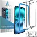 ALTURIZ 3 Screen Protectors for iPhone 15 Pro Max [6.7 inch] + 3 Camera Lens Protectors with Easy Installation Frame. [9H Hardness] Bubble-Free, Case Friendly, Tempered Glass, Full Coverage, Shatterproof [3+3 Pack]