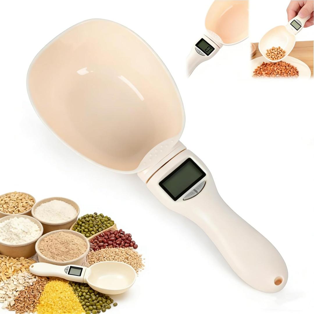 2-in-1 Digital Measuring Spoon Scale 1–800g, High Precision Food Scale Spoon with LCD Display, 5 Units g/ml/oz/cup/fl oz, Detachable Measuring Scoop for Coffee, Baking, Cooking & Pet Food