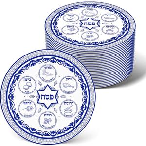 Affrolling 24 Sets Passover Drinks Coasters for Table Protection with 6 Symbolic Foods, Absorbent Drinks Coasters for Home Decoration and Christian Gifts Passover Seder Decoration, 4 Inches