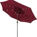 Blissun 9 ft Solar Umbrella, 32 LED Lighted Patio Umbrella, Table Market Umbrella, Outdoor Umbrella for Garden, Deck, Backyard, Pool and Beach (Burgundy)