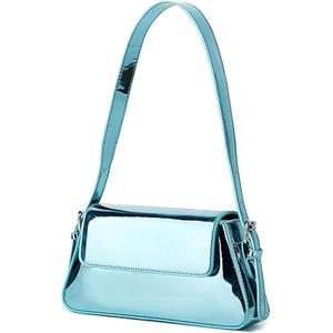 Silver Bag Evening Clutch Bag Sparkly Satchel Patent Leather Y2K Handbag Crossbody Metallic Purses for Party.
