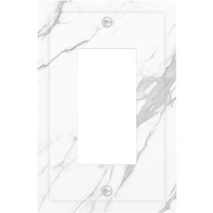Nadoabtm Decorative Outlet Covers Modern White Gray Marble 1 Gang Single Rocker Light Switch Cover Plate Wall Plates GFCI Faceplate for living Room Bathroom Decor, Single Rocker / 5 X 3 IN