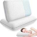 Memory Foam Pillows for Side, Back and Stomach Sleepers, Set of 2, Bed Pillow with Washable Cover and Breathable Mesh, Bed Pillow for Sleeping (GreyStandard Size)