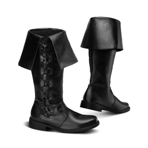 Ramede Halloween Medieval Pirate Boots Men Renaissance Boots Mid Calf Lace up Gothic Viking Costume Cosplay Shoes Footwear 12