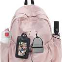Mini Backpack for Women & Teen Girls, Lightweight Water-Resistant Nylon Backpack with Side Pockets, Detachable Pouch & Bonus PU Pouch (pink) (Pink)
