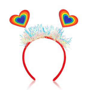 3 x Rainbow Hair Hoop Glitter Tassel Head Bopper Color Heart Hairband for Women Girls Kids - Gay Pride Celebration Parades Festival Headdress Accessories 1PCS