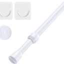 AIZESI 1pcs Tension Curtain Rod Spring Tension Rod Short Curtian Rods No Drilling Expandable Spring Loaded Curtain Tension Rod Adjustable 26 to 39 inch,Best Use Range 28 to 36 inchWhite