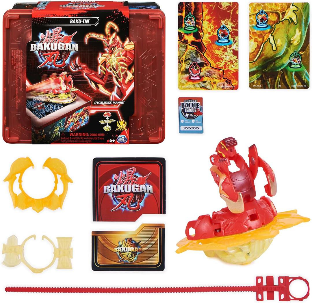 3 x Bakugan Baku-tin with Special Attack Mantid, Customizable, Spinning Action Figure and Toy Storage, Kids Toys for Boys and Girls 6 and up 3 x Bakugan Baku-tin with Special Attack Mantid, Customizable, Spinning Action Figure and Toy Storage, Kids Toys for Boys and Girls 6 and up