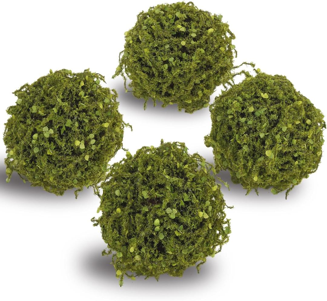 4 Pcs Artificial Greenery Balls 5" Fake Moss Balls Decorative for Bowls Filler Artificial Plant Topiary Ball Green Grass Decorative Balls for Vase Bowl Fillers Tabel Centerpiece Decor